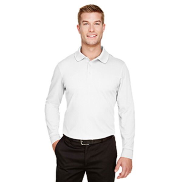 CrownLux Performance™ Men's Tall Plaited Long Sleeve Polo Thumbnail