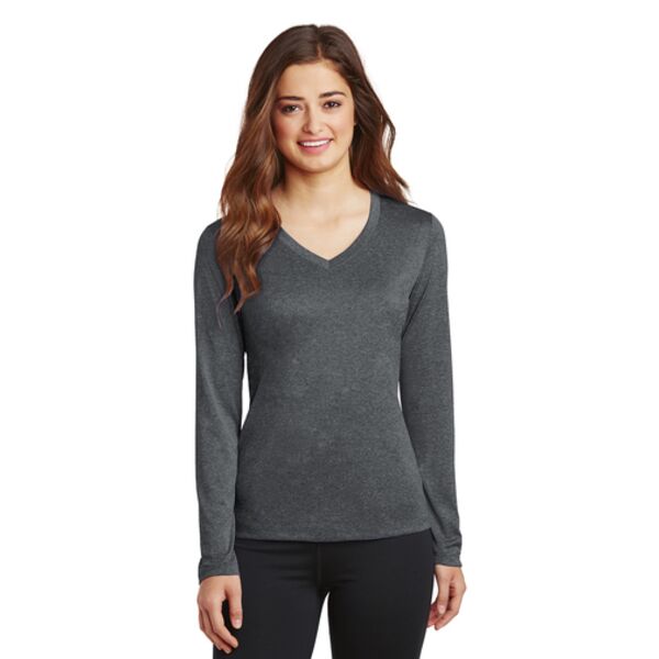 Sport-Tek® Ladies Long Sleeve Heather Contender™ V-Neck Tee Thumbnail