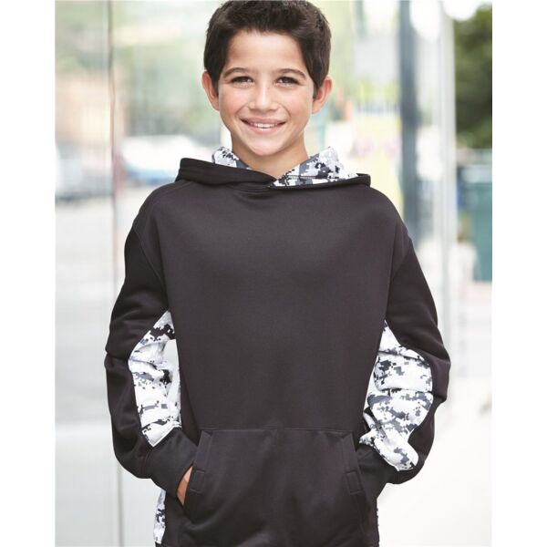 Digital Camo Youth Colorblock Performance Fleece Hooded Sweatshirt Thumbnail